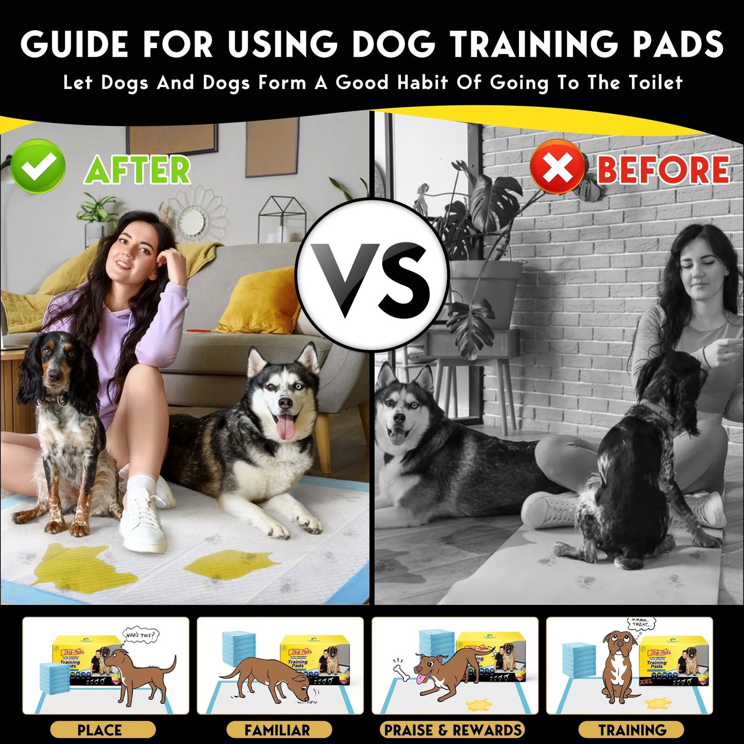 Dog Training Pads, XXL, 30 in X 36 In, 100 Count Disposable Dog Puppy Pee Pads