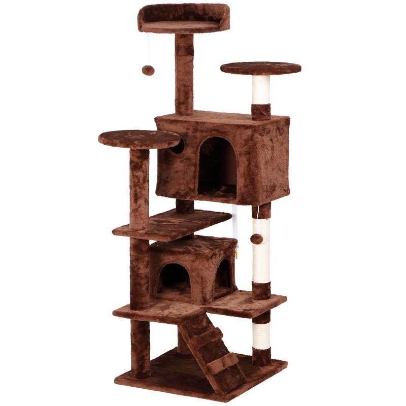 Segawe 55" Cat Tree Condo: Plush Perches, Sisal Scratching Posts & Cozy Hideaways for Ultimate Feline Fun