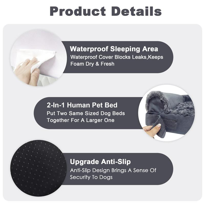 Transform Your Dog's Comfort with the PAWPUBBY Extra Large Orthopedic Memory Foam Dog Bed - Gray Waterproof Bolster Couch with Removable Washable Cover