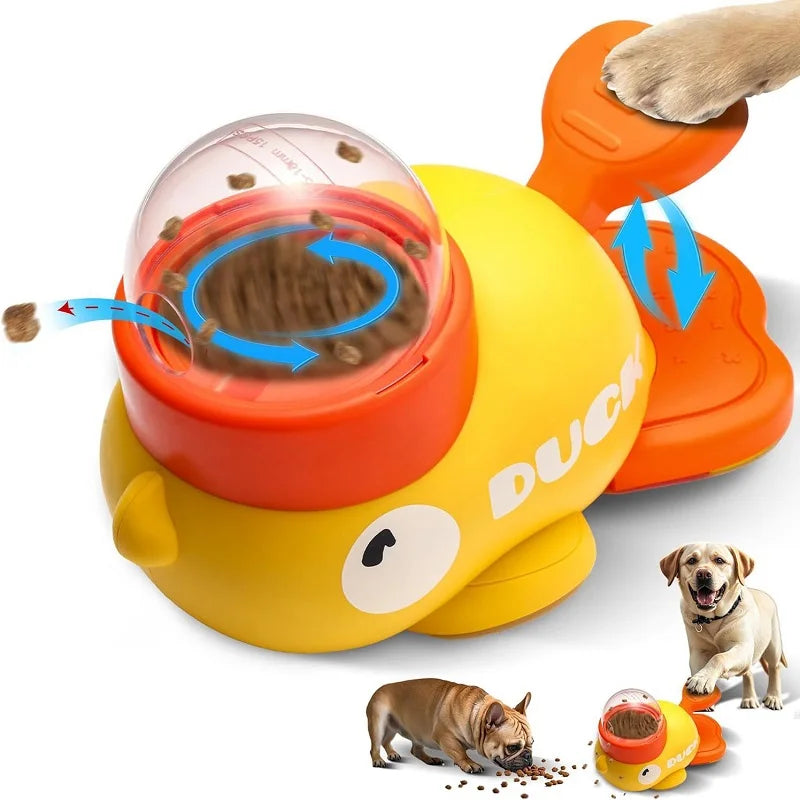 Engaging Dog Food Feeder with Cartoon Duck Design - Fun Puzzle Toy for Your Puppy!