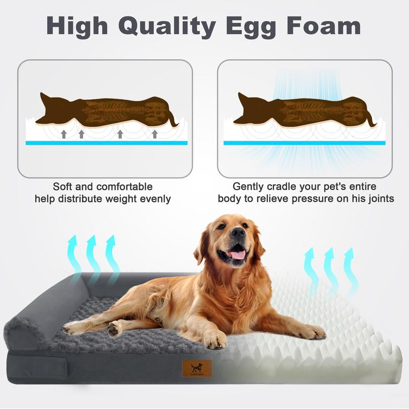 Transform Your Dog's Comfort with the PAWPUBBY Extra Large Orthopedic Memory Foam Dog Bed - Gray Waterproof Bolster Couch with Removable Washable Cover