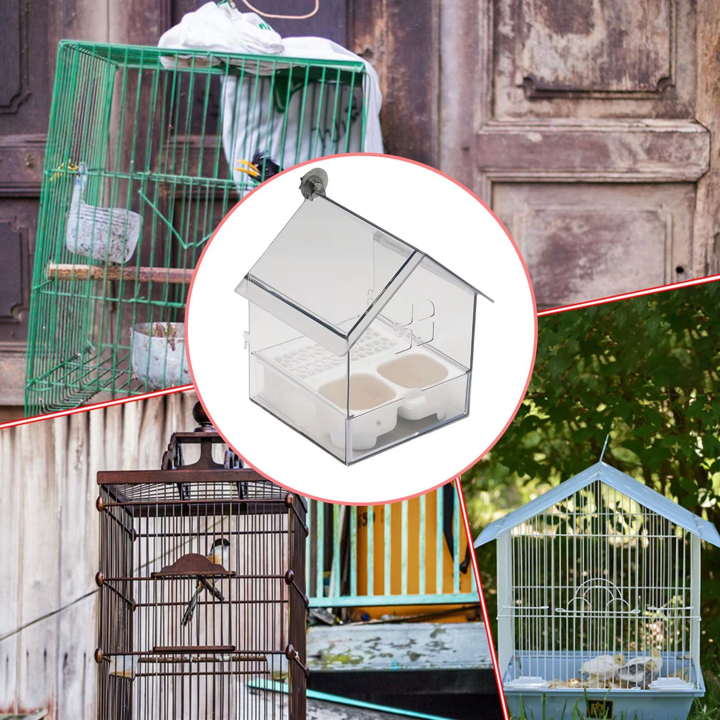 Multifunctional ABS Bird Feeder & Bath - Perfect for Parakeets, Finches, and More!