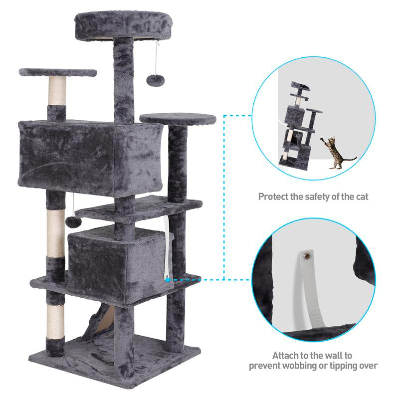 Segawe 55" Cat Tree Condo: Plush Perches, Sisal Scratching Posts & Cozy Hideaways for Ultimate Feline Fun