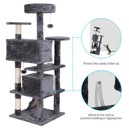 Segawe 55" Cat Tree Condo: Plush Perches, Sisal Scratching Posts & Cozy Hideaways for Ultimate Feline Fun