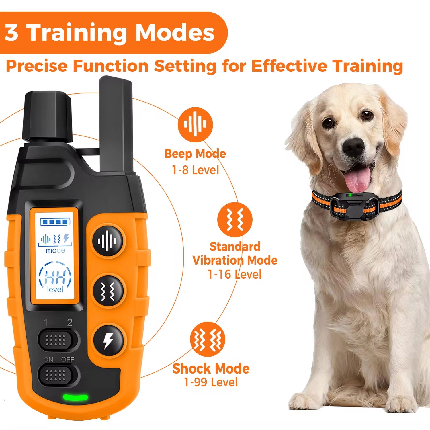 Ultimate 3300Ft Waterproof Electric Dog Training Collar with Remote Control - Perfect for Puppies and Dogs 5-120Lbs - Shock, Vibration, and Sound Features!
