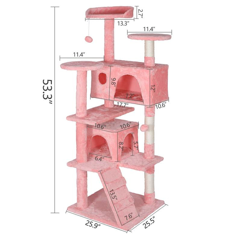 Segawe 55" Cat Tree Condo: Plush Perches, Sisal Scratching Posts & Cozy Hideaways for Ultimate Feline Fun