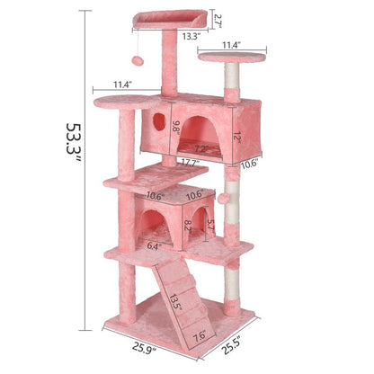 Segawe 55" Cat Tree Condo: Plush Perches, Sisal Scratching Posts & Cozy Hideaways for Ultimate Feline Fun