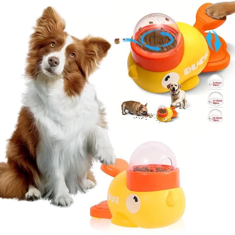 Engaging Dog Food Feeder with Cartoon Duck Design - Fun Puzzle Toy for Your Puppy!