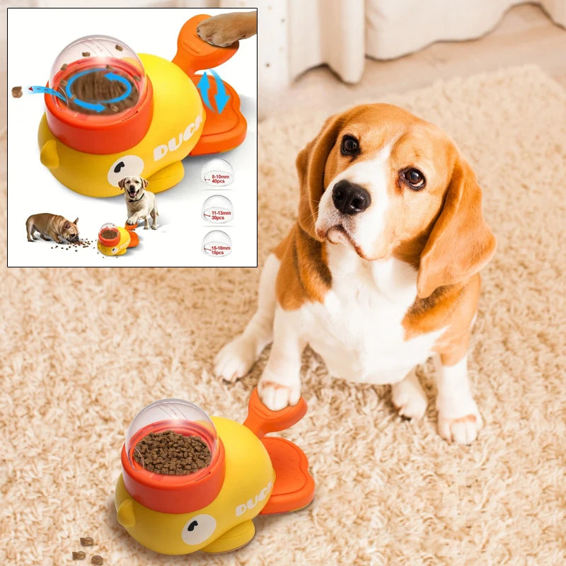 Engaging Dog Food Feeder with Cartoon Duck Design - Fun Puzzle Toy for Your Puppy!