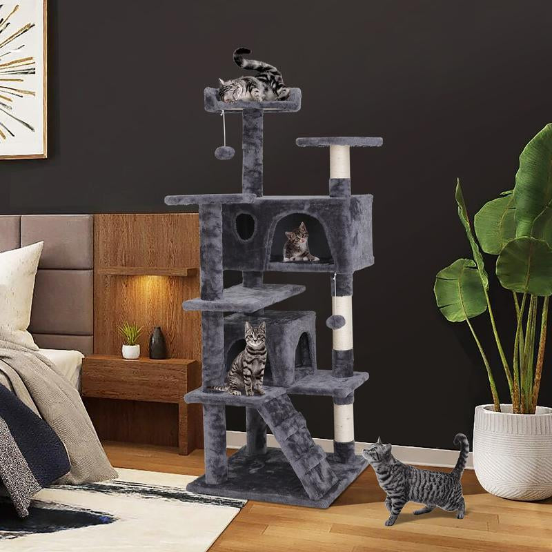Segawe 55" Cat Tree Condo: Plush Perches, Sisal Scratching Posts & Cozy Hideaways for Ultimate Feline Fun
