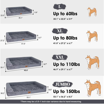 Transform Your Dog's Comfort with the PAWPUBBY Extra Large Orthopedic Memory Foam Dog Bed - Gray Waterproof Bolster Couch with Removable Washable Cover