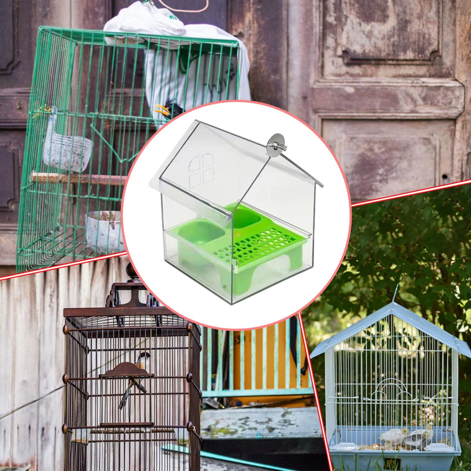 Multifunctional ABS Bird Feeder & Bath - Perfect for Parakeets, Finches, and More!