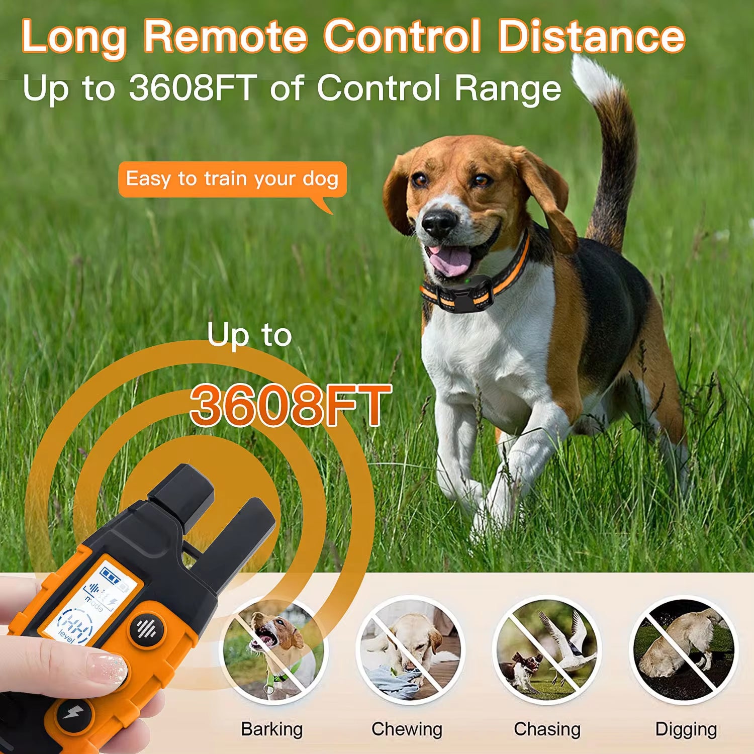Ultimate 3300Ft Waterproof Electric Dog Training Collar with Remote Control - Perfect for Puppies and Dogs 5-120Lbs - Shock, Vibration, and Sound Features!